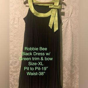 Robbie Bee Black Dress with Green Trim